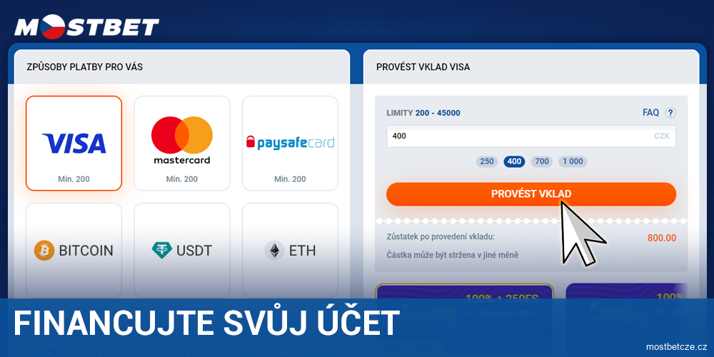 Doplnit zůstatek v Mostbet Česko